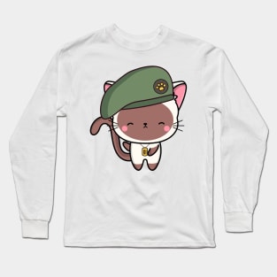 Green Beret White Cat Long Sleeve T-Shirt